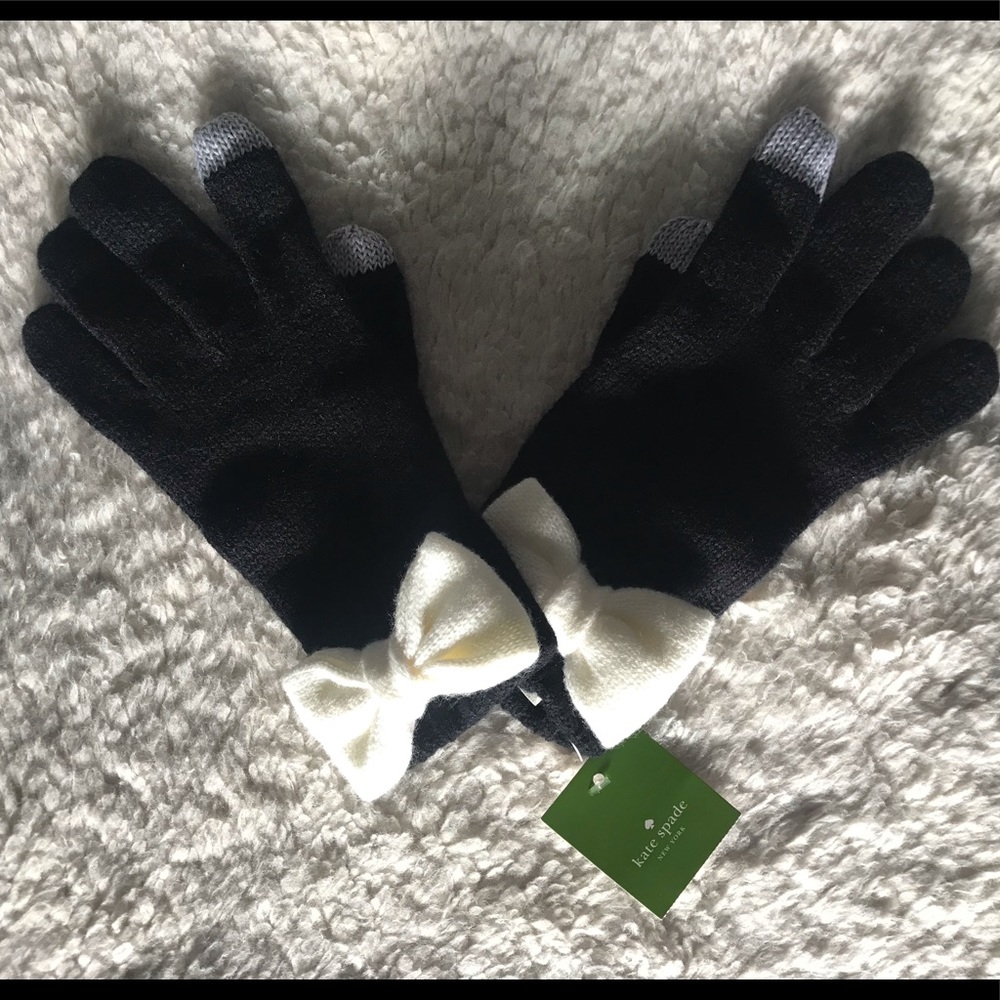 NEW Kate Spade Color-block Bow Touch Gloves